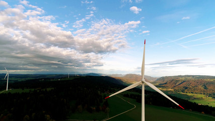 Fototapeta premium aerial view of Wind turbines