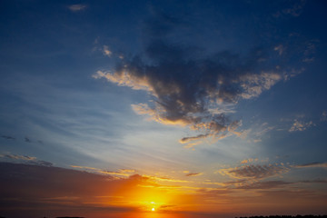 Beautiful sunrise, sunset in the sky