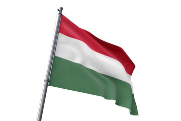 Fototapeta na wymiar Hungary flag waving isolated white background 3D illustration