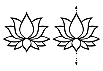 Lotus flower vector design set, Yoga or zen decorative background - boho style 
