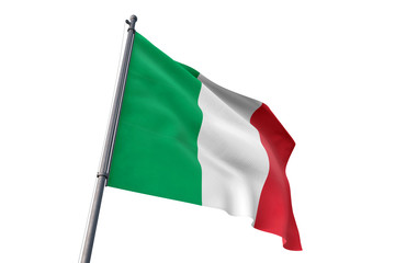 Italy flag waving isolated white background 3D illustration