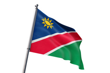 Namibia flag waving isolated white background 3D illustration