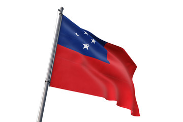 Samoa flag waving isolated white background 3D illustration