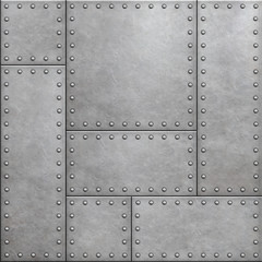 armor plates with rivets as seamless metal background 3d illustration