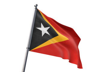 East Timor flag waving isolated white background 3D illustration