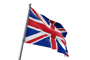 Fototapeta na wymiar United Kingdom flag waving isolated white background 3D illustration