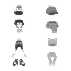 Vector illustration of headwear  and fashion  icon. Set of headwear  and cold stock vector illustration.