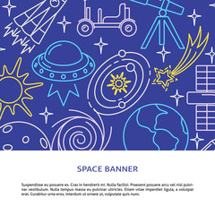 Space elements concept background in line style with place for text