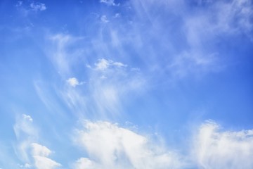 Blue sky with cirro cumulus white clouds. Sky background