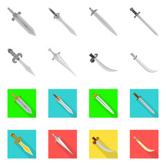 Vector design of game  and armor  sign. Set of game  and blade  vector icon for stock.