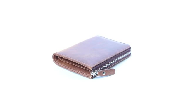 brown wallet on isolated white