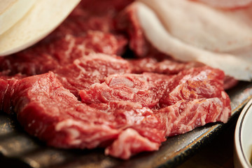 BBQ beef on griddle