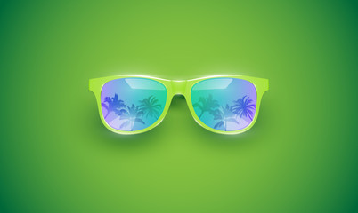 Realistic vector sunglasses on a colorful background, vector illustration