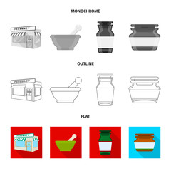 Isolated object of retail and healthcare sign. Set of retail and wellness stock symbol for web.