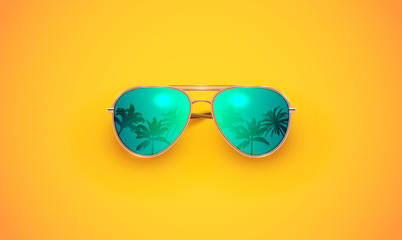 Naklejka premium Realistic vector sunglasses on a colorful background, vector illustration