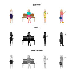 Vector design of posture and mood sign. Collection of posture and female vector icon for stock.