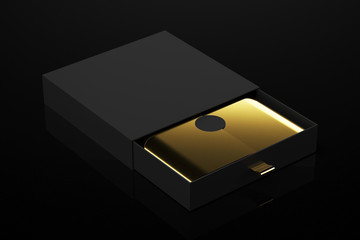 back box with golden details