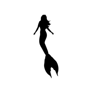 Mermaid siren water nymph silhouette ancient mythology fantasy. Vector illustration.