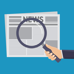 Search for news flat design vector illustration