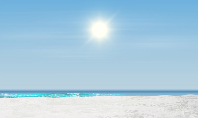 Fototapeta na wymiar Realistic landscape of a beach with sunset / sunrise, vector illustration