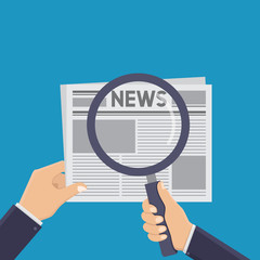 Search for news flat design vector illustration