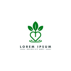 Heart logo template. Love farm icon design vector