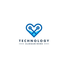 Technology logo template, hearth icon design vector