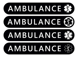 Ambulance Label Sticker. Emergency Banner. Vector