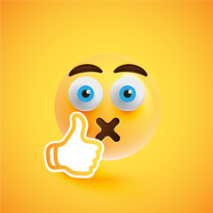 Emoticon with thumbs up, vector illustration