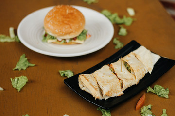 Delicious Hamburger and Kebab