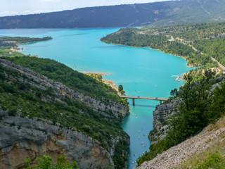 Blue Lac de Sainte-Croix lake near Verdon gorges in Provence, France