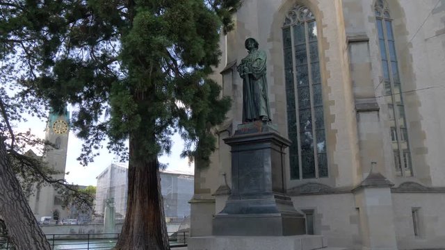 Monument to Ulrich Zwingli in Zurich, the famous reformer of the Church.