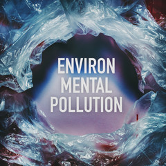 Environmental pollution text by plastic bags World Environment Day concept. Human intervention in nature. Natural materials