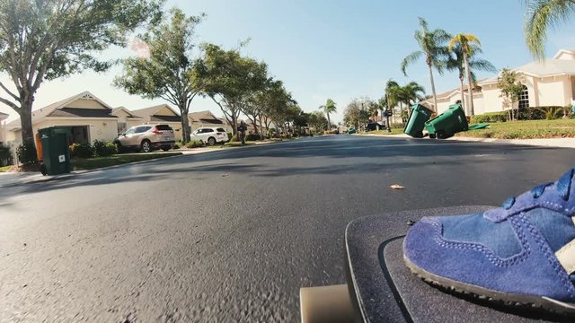 Skateboarder riding outdoor. South sunny Florida