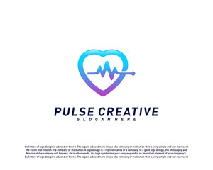 Love Medical Pulse logo design concept.Healthcare Pulse logo template vector. Icon Symbol