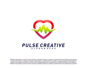 Love Medical Pulse logo design concept.Healthcare Pulse logo template vector. Icon Symbol