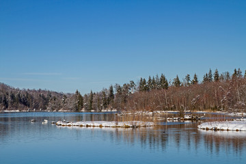 Isarstausee bei Bad Tölz im Winter