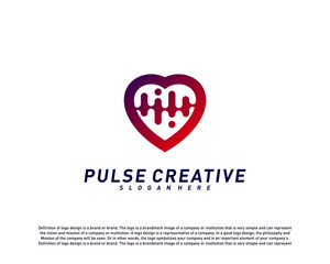 Love Medical Pulse logo design concept.Healthcare Pulse logo template vector. Icon Symbol