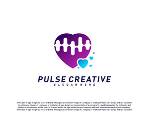 Love Medical Pulse logo design concept.Healthcare Pulse logo template vector. Icon Symbol