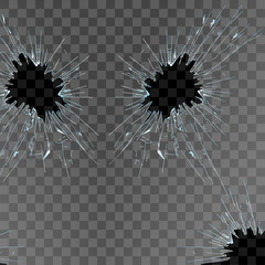 Vector broken glass on isolated background