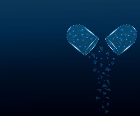 drug capsule, pills, polygon, open 3