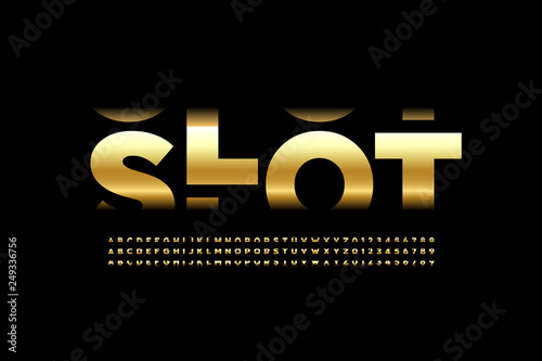 "Slot machine style font, alphabet letters and numbers" Stock image and