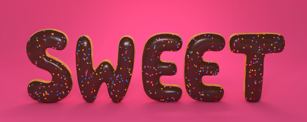 3D Illustration sweet stehen rosa Hintergrund