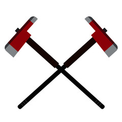 Simple Cartoon Crossed Firemans Axes
