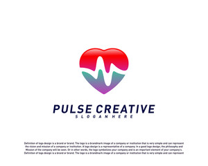 Love Medical Pulse logo design concept.Healthcare Pulse logo template vector. Icon Symbol