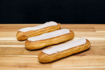 Eclair crispy creamy cake with white chocolate