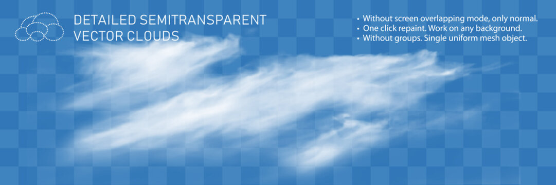 Fountain cloud. Realistic steam transparent vector flow