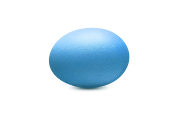 Single blue color egg isolated on white background