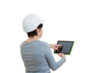 woman engineer calculating