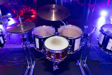Drums close-up at the disco club
